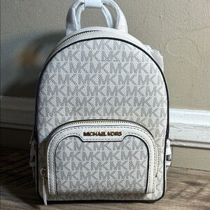 Michael Kors Jaycee Light Gray and White Mini Backpack